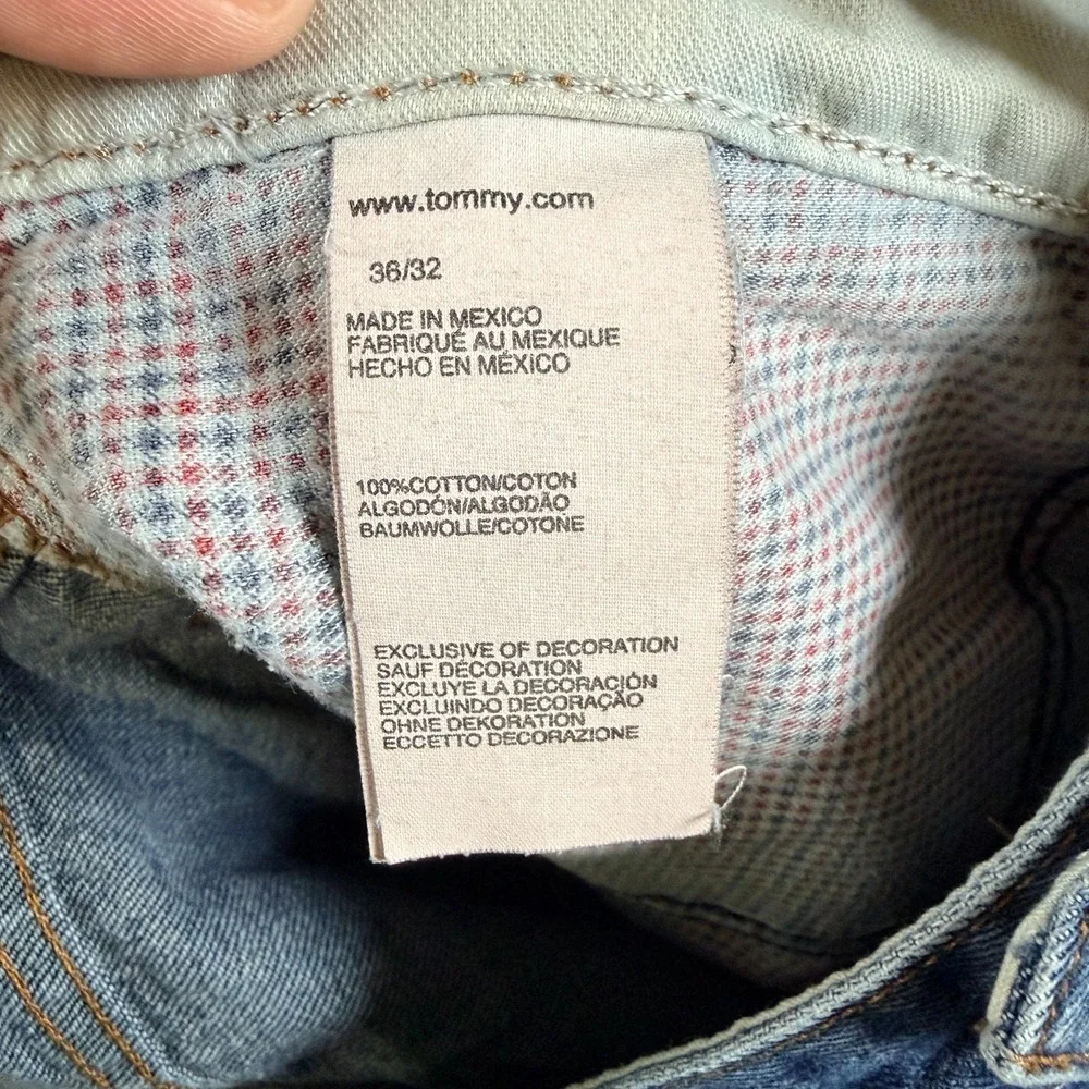 Tommy Hilfiger Jeans Mens 37X31 Blue Denim Classic Straight‎ Leg Mid Rise Cotton